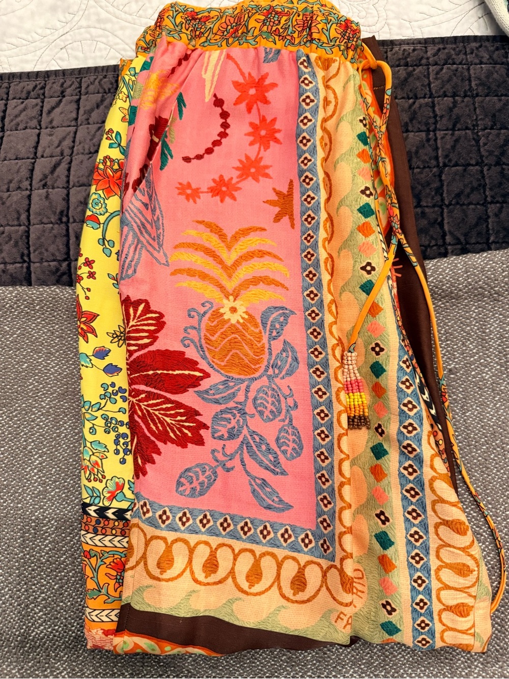 FARM Rio Patchwork Wide-Leg Pants in Pink, Yellow, Green - Picture 3 of 3